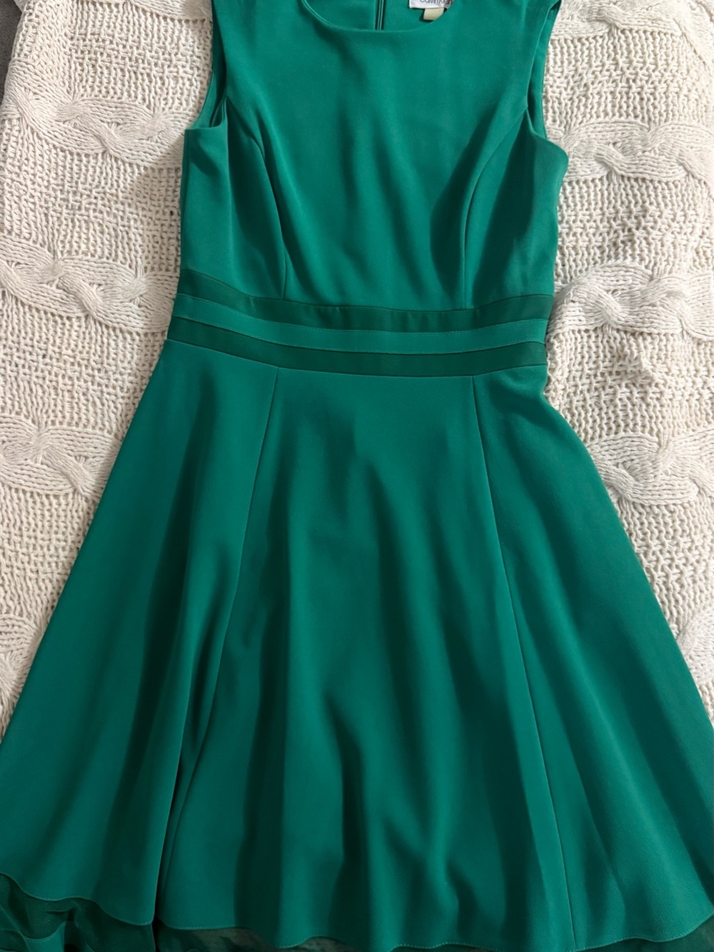 Calvin Klein Emerald Green Sleeveless Midi Fit-and-Flare Dress